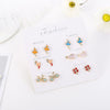 Simple Style Heart Shape Bow Knot Snowflake Alloy Plating Inlay Rhinestones Women's Ear Studs 1 Set