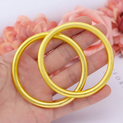 Fashion Simple Retro Bracelet Sandblasting Copper Gold Plated Bracelet