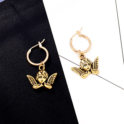 Fashion Jewelry Cupid Earrings Alloy Angel Earrings Small Hoop Earrings Wholesale