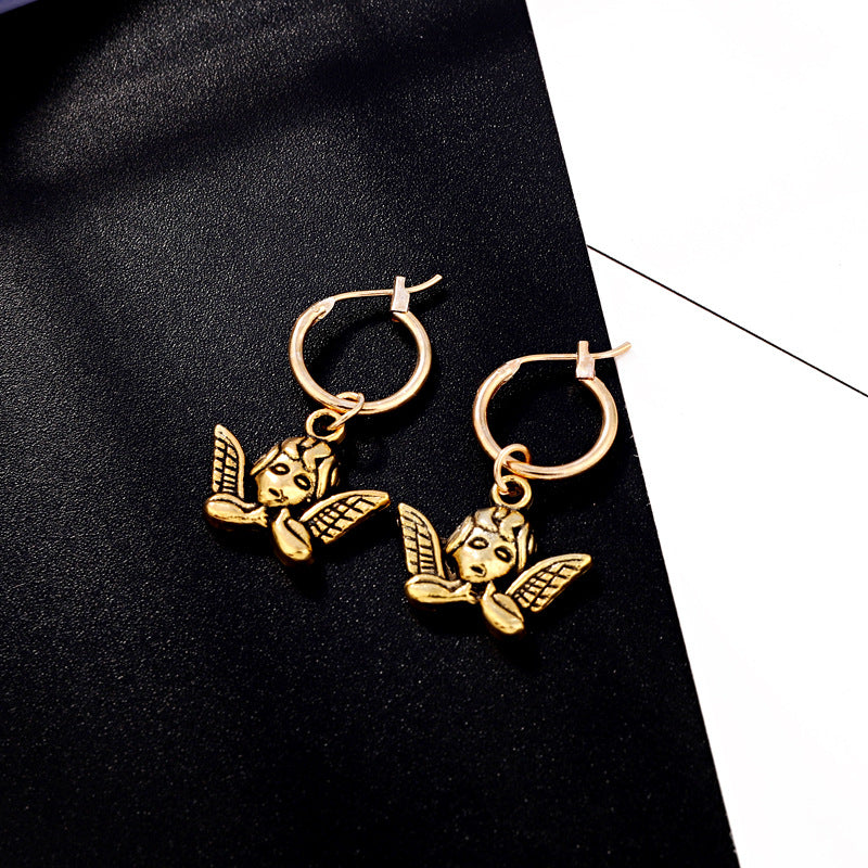 Fashion Jewelry Cupid Earrings Alloy Angel Earrings Small Hoop Earrings Wholesale