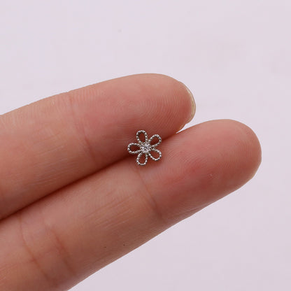 Snowflake Inlaid Shell Metal Earrings Ear Studs