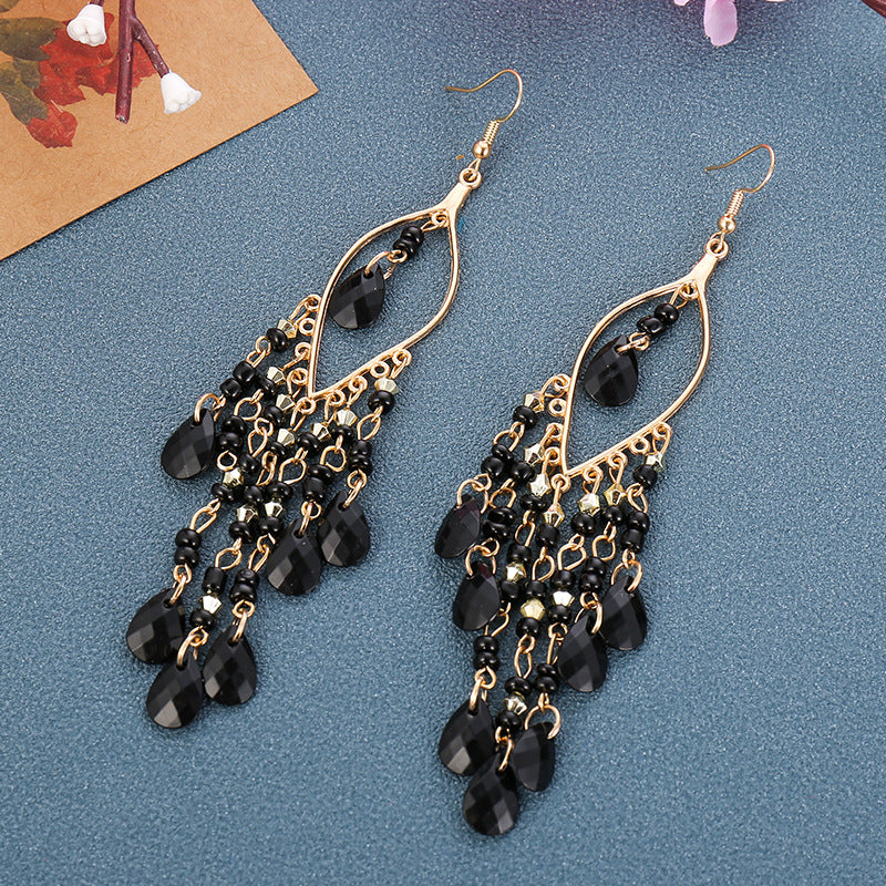 1 Pair Fashion Geometric Alloy Seed Bead Plating Women's Drop Earrings