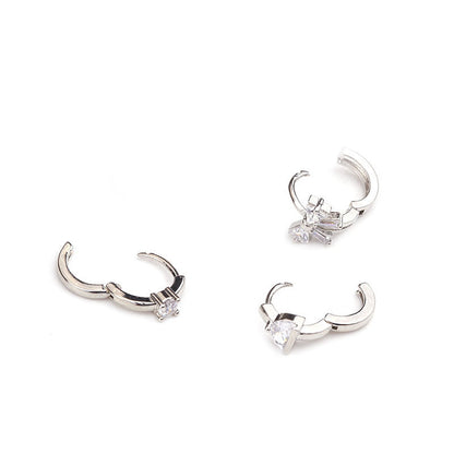 Micro-inlaid Zircon Small Ear Buckle Cartilage Piercing Earrings