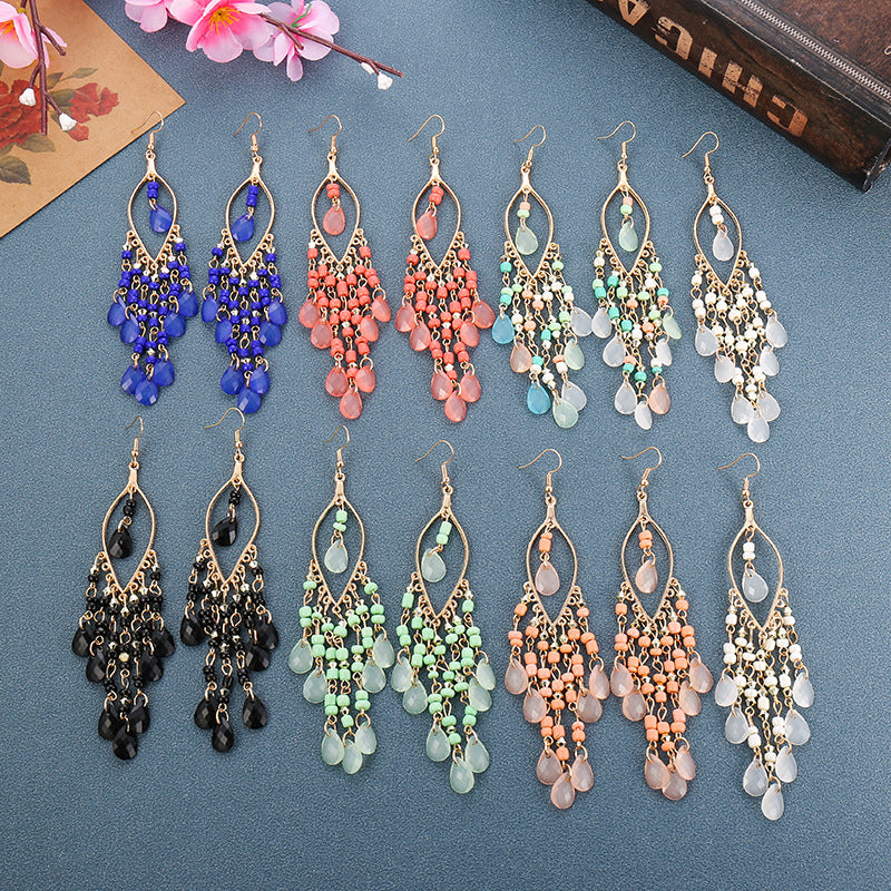 1 Pair Fashion Geometric Alloy Seed Bead Plating Women's Drop Earrings