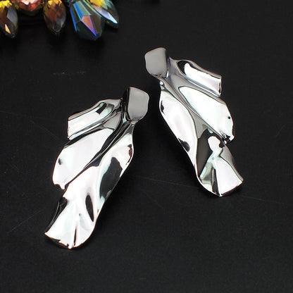 1 Pair Retro Geometric Solid Color Alloy Plating Pleated Women's Ear Studs