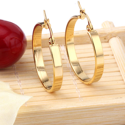 Fashion Round Stainless Steel Plating Earrings 1 Pair