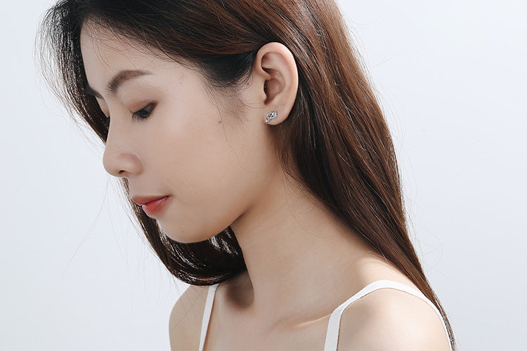 1 Pair Simple Style Number Heart Shape Asymmetrical Plating Inlay Copper Zircon Ear Studs