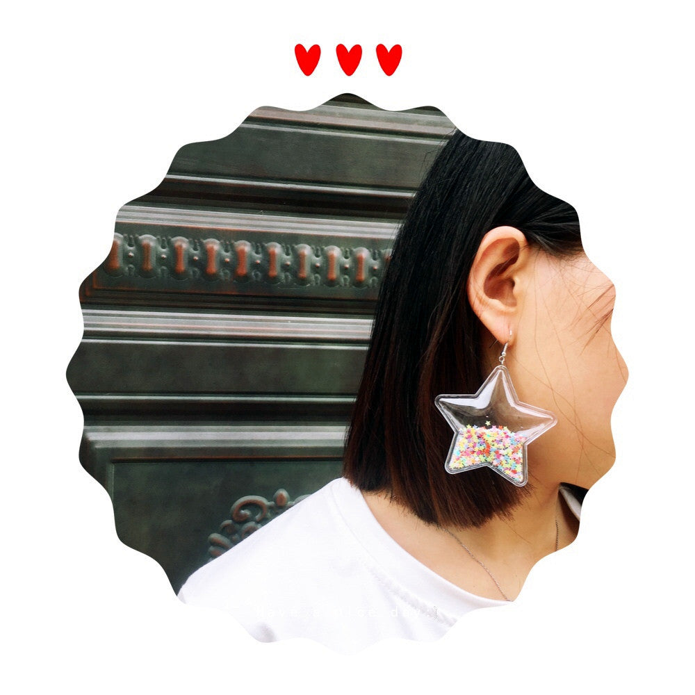 Fashion Transparent Quicksand Color Star Flamingo Earrings Wholesale