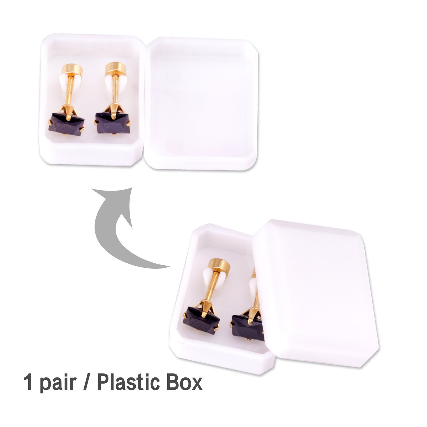 Simple Style Geometric Stainless Steel Zircon Ear Studs 1 Pair