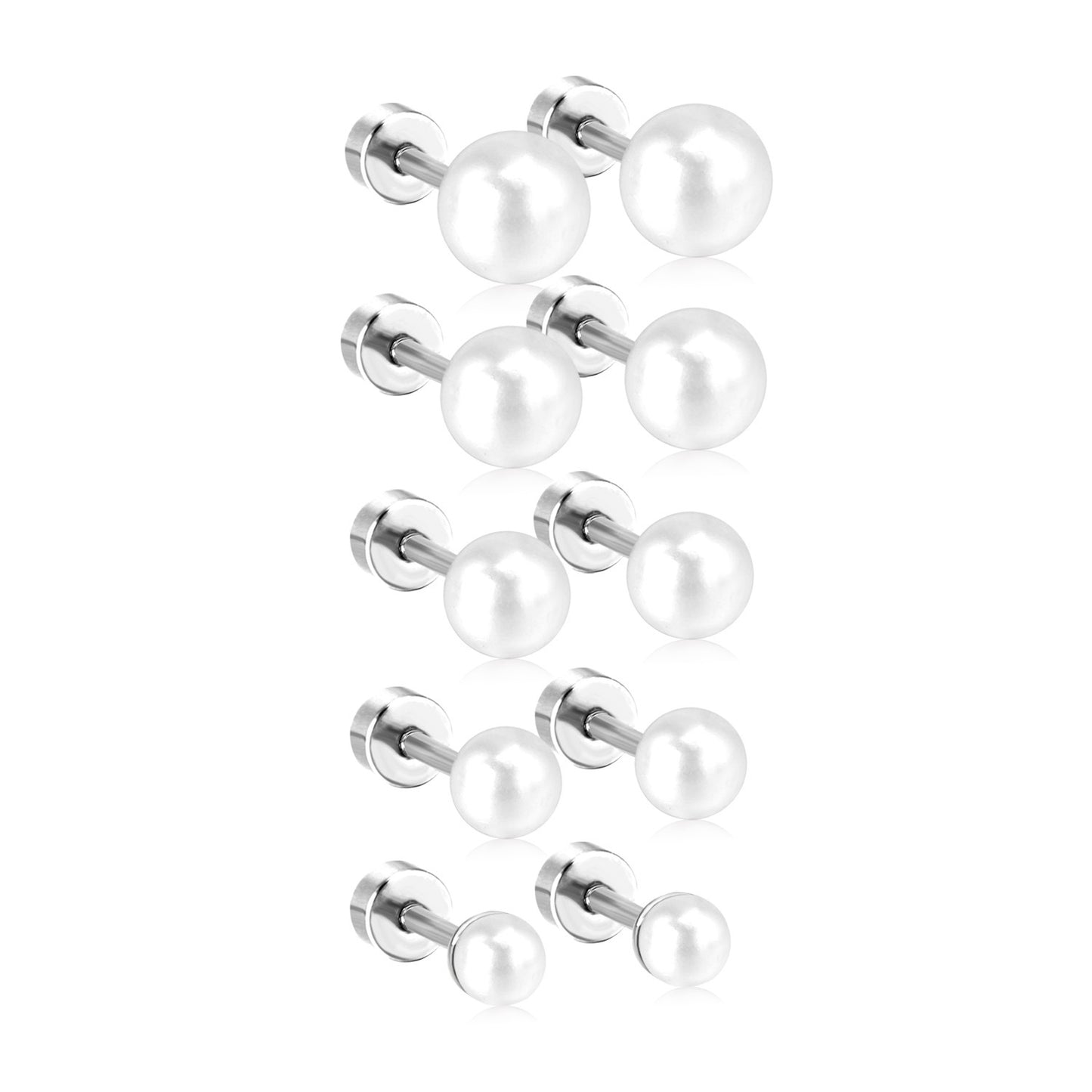 1 Pair Simple Style Geometric Inlay Stainless Steel Artificial Pearls Ear Studs