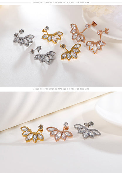 Korean Zircon Flower Stainless Steel Earrings Wholesale Gooddiy