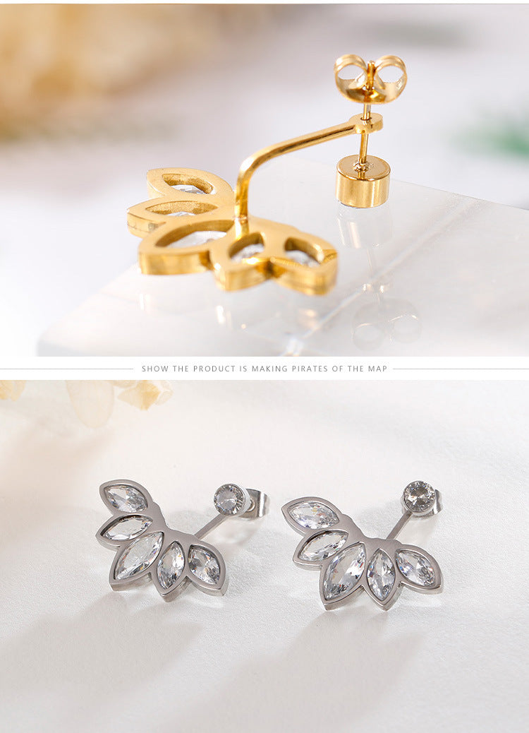 Korean Zircon Flower Stainless Steel Earrings Wholesale Gooddiy