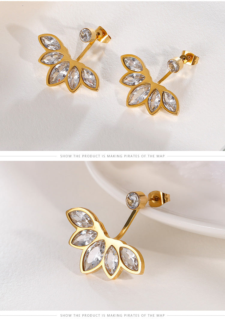 Korean Zircon Flower Stainless Steel Earrings Wholesale Gooddiy