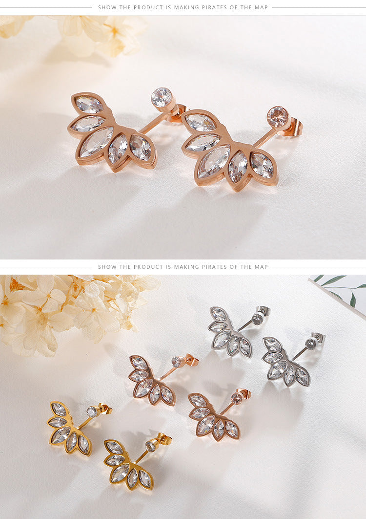 Korean Zircon Flower Stainless Steel Earrings Wholesale Gooddiy