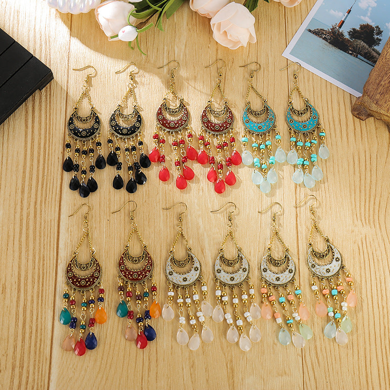 1 Pair Bohemian Moon Alloy Plating Women's Drop Earrings