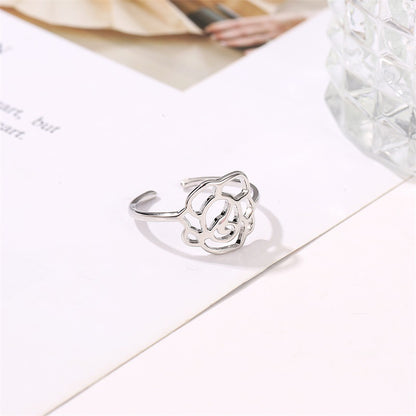 Rings Jewelry Temperament Rose Gold Rose Lady Ring Hollow Open Single Ring Wholesale