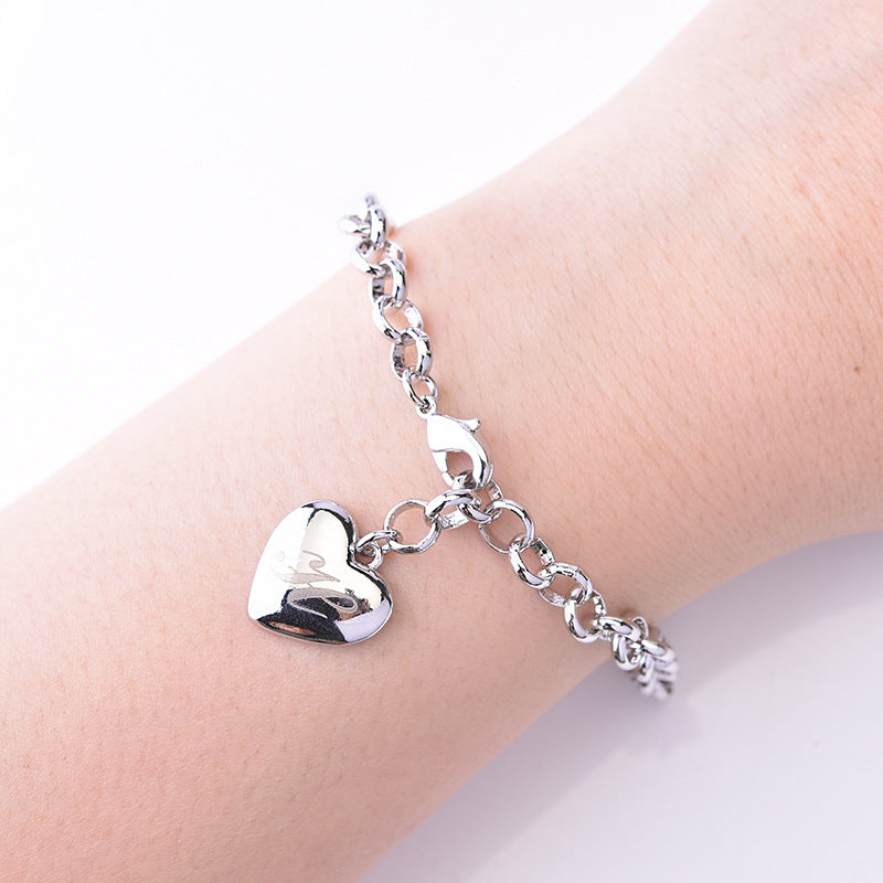 Ig Style Letter Heart Shape Copper Charm Bracelets