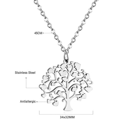 Fashion Tree Stainless Steel Plating Pendant Necklace