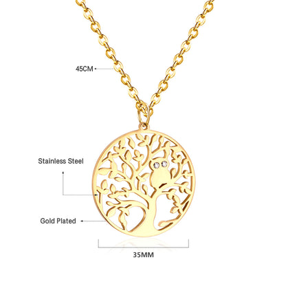 Fashion Tree Stainless Steel Plating Pendant Necklace