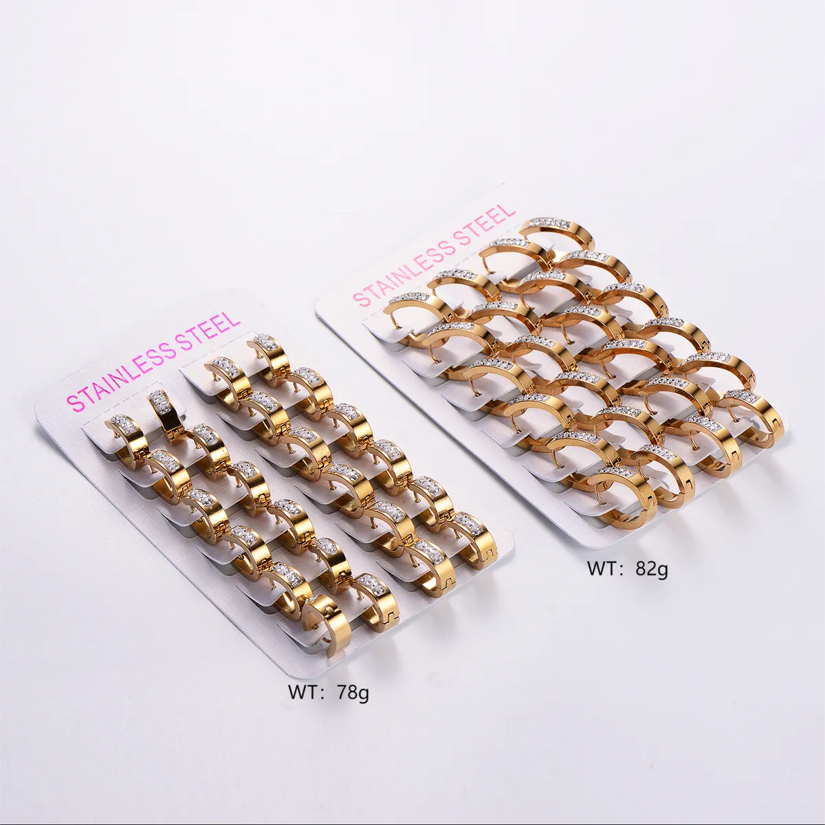 12 Pairs Casual Classic Style Geometric Plating Inlay Stainless Steel Rhinestones 18k Gold Plated Earrings