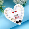 12 Pairs Casual Cute Heart Shape Strawberry Butterfly Inlay Alloy Artificial Rhinestones Ear Studs
