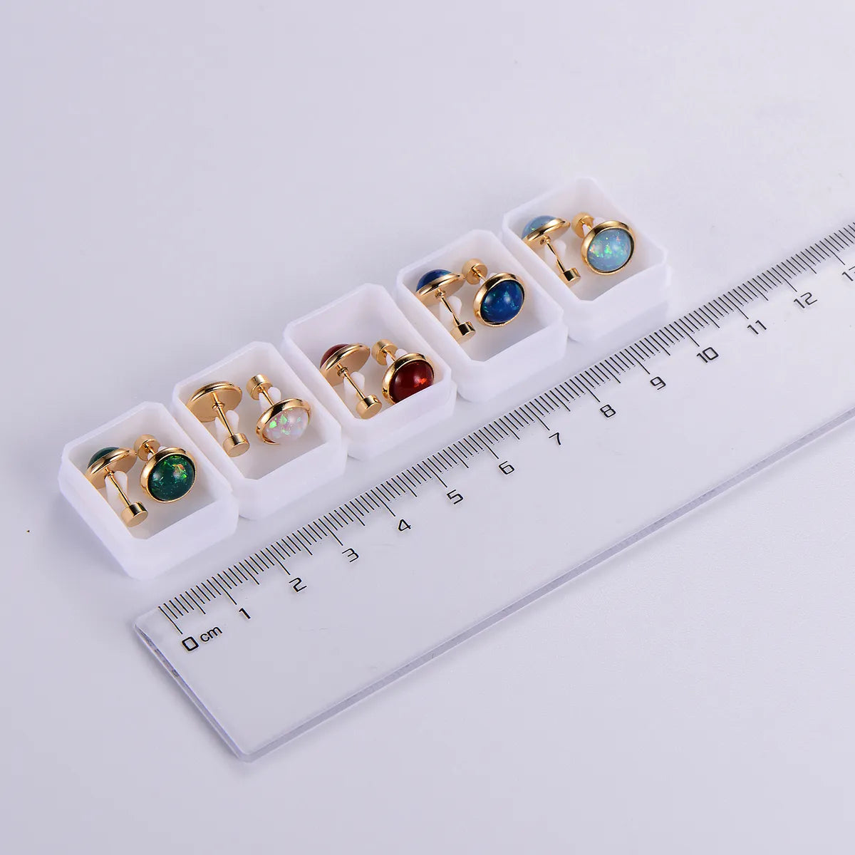 12 Pairs Casual Cute Simple Style Animal Devil's Eye Fruit Sequins Plating Inlay Stainless Steel Acrylic Turquoise Shell 18k Gold Plated Ear Studs