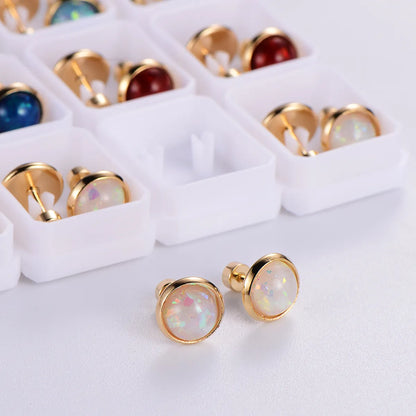 12 Pairs Casual Cute Simple Style Animal Devil's Eye Fruit Sequins Plating Inlay Stainless Steel Acrylic Turquoise Shell 18k Gold Plated Ear Studs