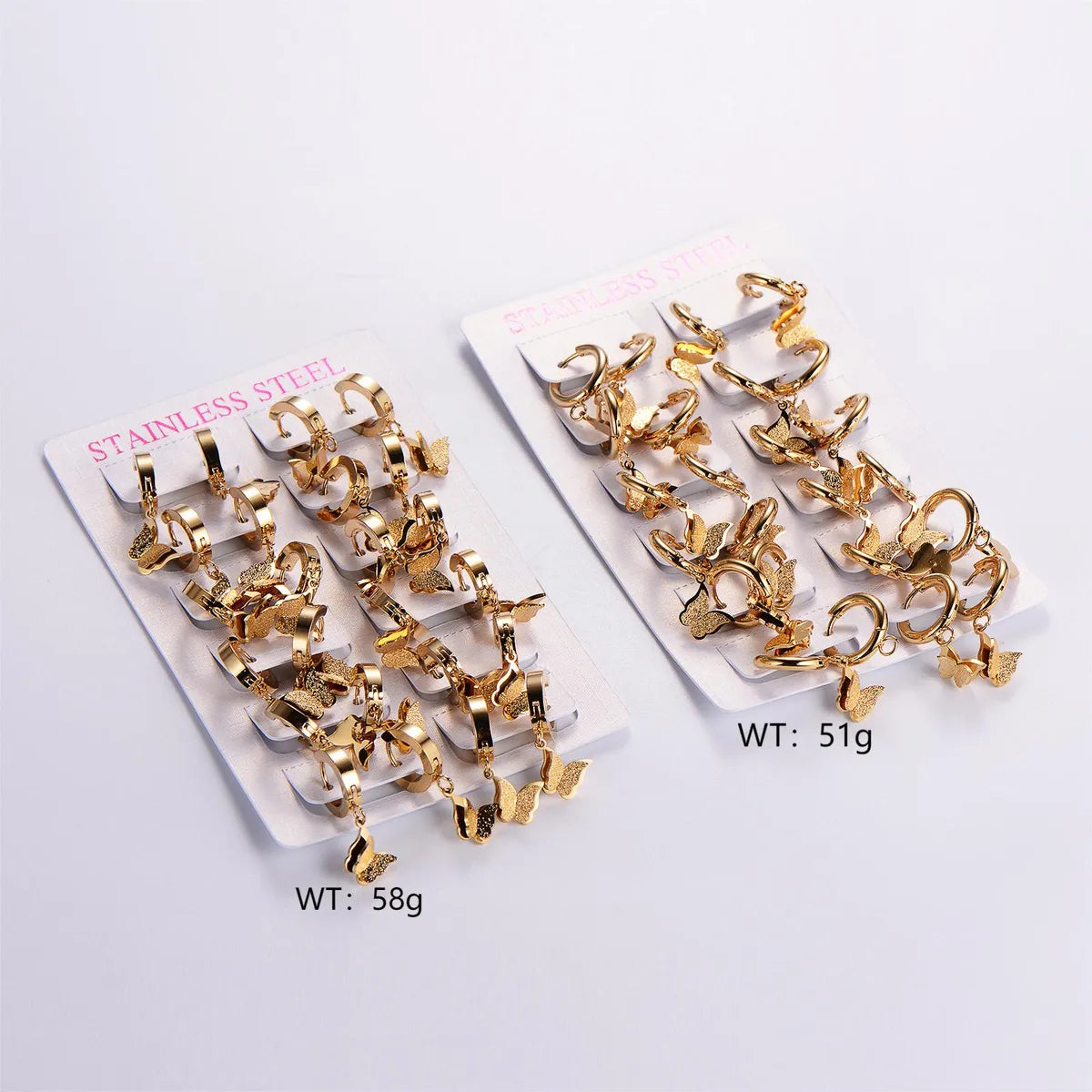 12 Pairs Casual Elegant Butterfly Plating Stainless Steel 18k Gold Plated Drop Earrings