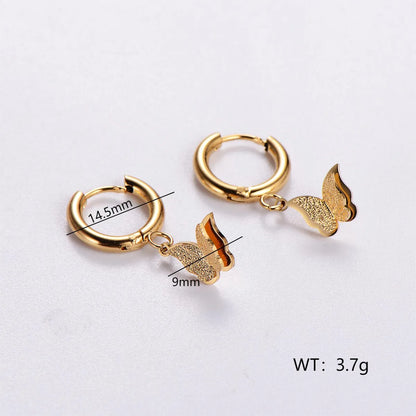 12 Pairs Casual Elegant Butterfly Plating Stainless Steel 18k Gold Plated Drop Earrings