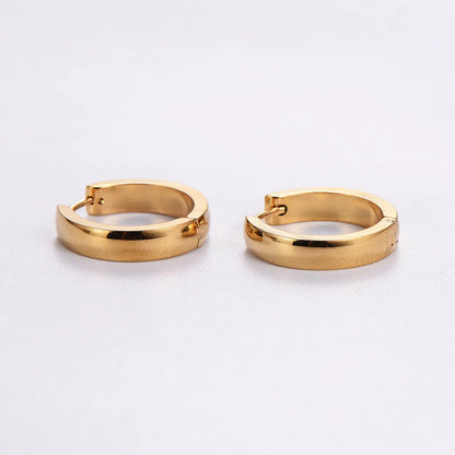 12 Pairs Casual Elegant Solid Color Plating Stainless Steel 18k Gold Plated Hoop Earrings