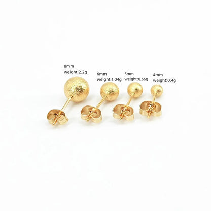 12 Pairs Casual Simple Style Classic Style Round Beads Plating 304 Stainless Steel Gold Plated Ear Studs