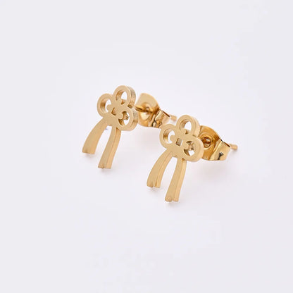 12 Pairs Elegant Simple Style Streetwear Bow Knot Handmade Polishing Laser 304 Stainless Steel Gold Plated Ear Studs