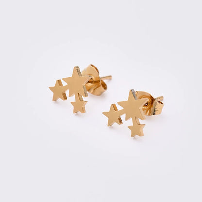 12 Pairs Elegant Simple Style Streetwear Sun Star Snowflake Handmade Polishing Laser 304 Stainless Steel Gold Plated Ear Studs