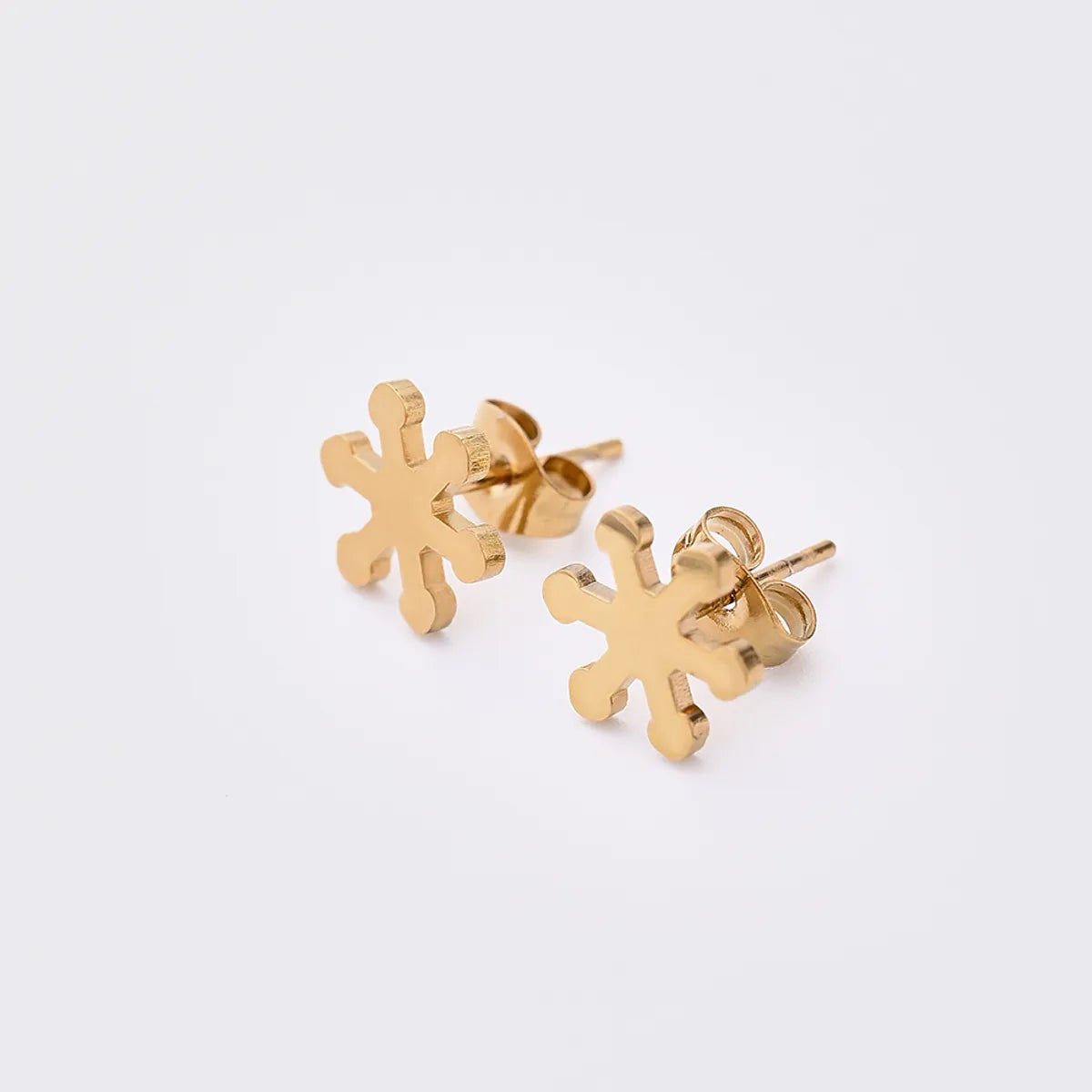 12 Pairs Elegant Simple Style Streetwear Sun Star Snowflake Handmade Polishing Laser 304 Stainless Steel Gold Plated Ear Studs