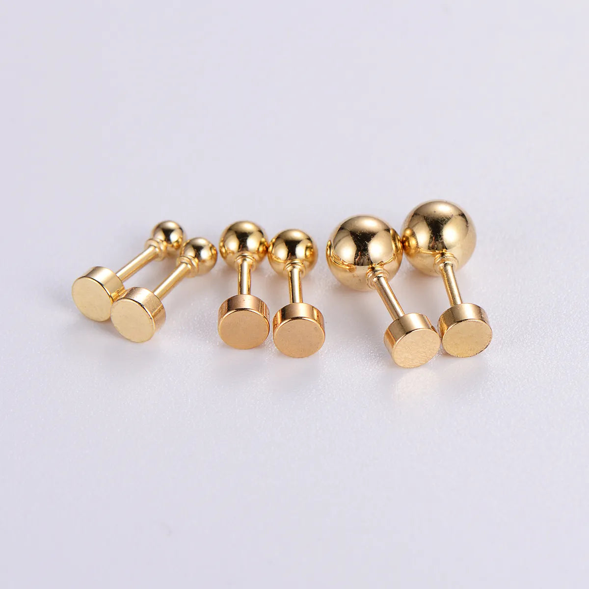 12 Pairs Simple Style Classic Style Round Polishing Plating 304 Stainless Steel Ear Studs