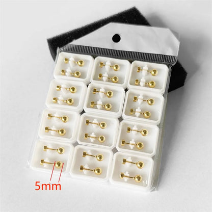 12 Pairs Simple Style Classic Style Round Polishing Plating 304 Stainless Steel Ear Studs