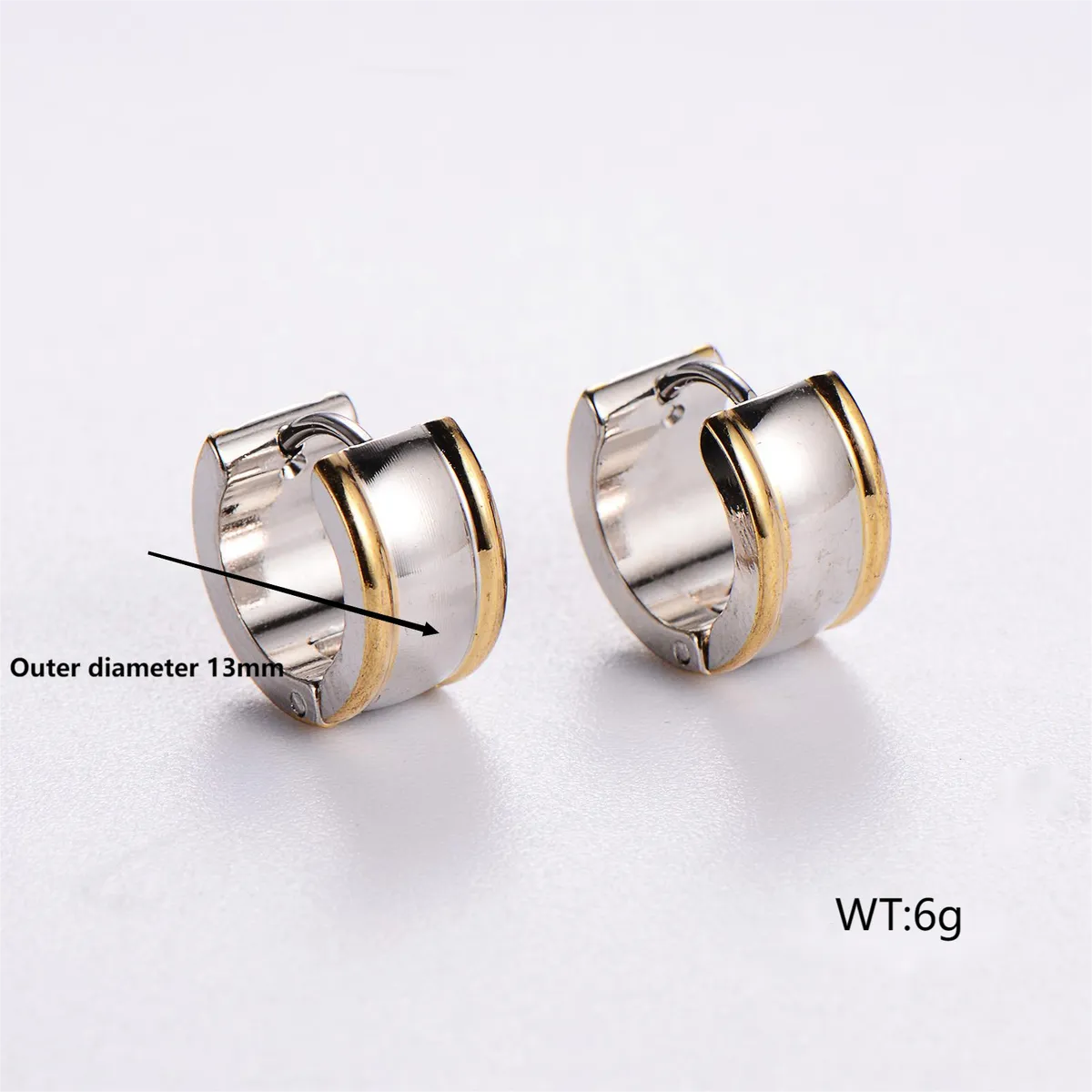 12 Pairs Simple Style Commute Solid Color Plating Stainless Steel 18k Gold Plated Earrings