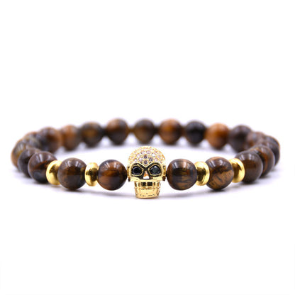 Natural Stone Fashion Skeleton Skull Bracelet  (green Pine Suit) Nhyl0384-green-pine-suit