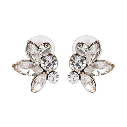 Womens Floral Rhinestone Alloy Earrings Jj190429119693