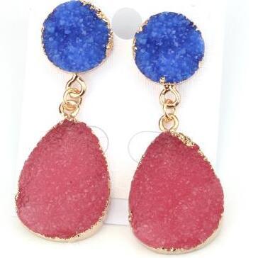 Womens Geometric Plastic Natural Stone  Resin Earrings Go190430120125