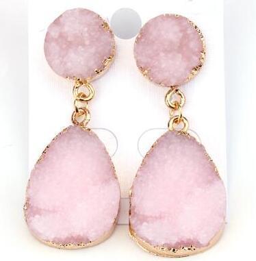 Womens Geometric Plastic Natural Stone  Resin Earrings Go190430120125