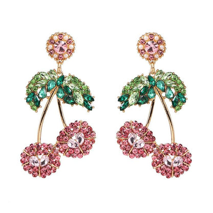 Womens Cherry Rhinestone Alloy Earrings Nhjj126368