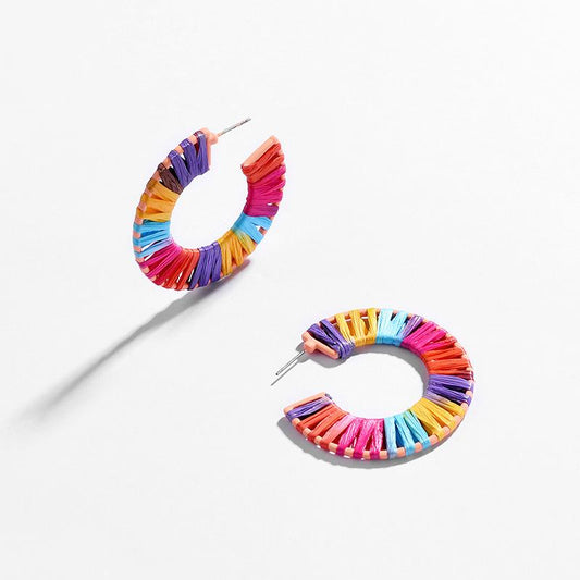 Fashionable Hollow Section Dyed Colored Woven Alloy Earrings Nhlu130705