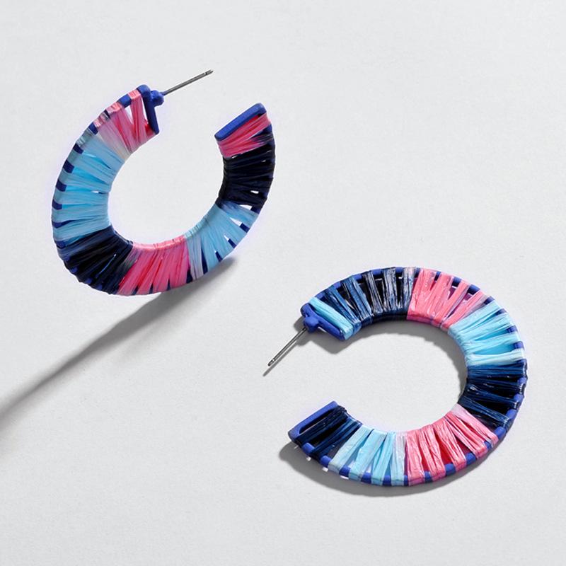 Fashionable Hollow Section Dyed Colored Woven Alloy Earrings Nhlu130705