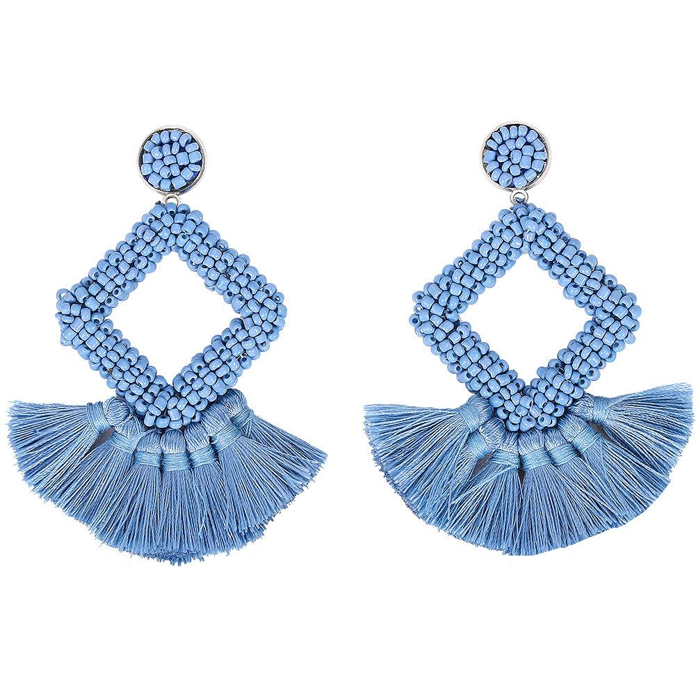 Fashion Woven Color Tassel Beads Earrings Nhjq141832