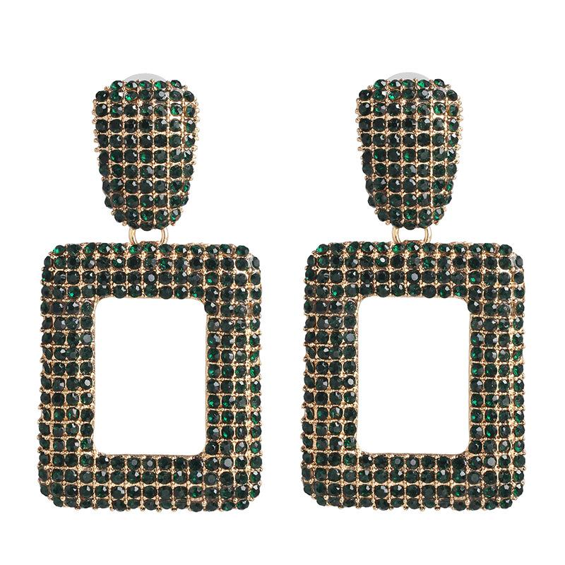 New Geometric Stained Glass Rhinestone Stud Earrings Nhjj142139