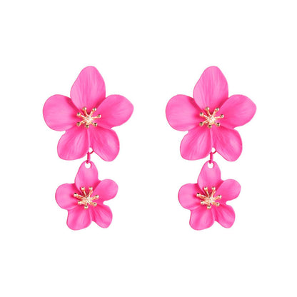 Fashion Double Flower Earrings Nhln143521