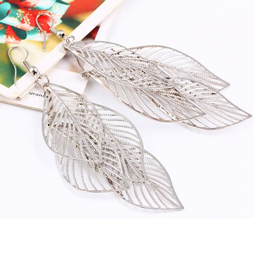 Womens Leaf Plating Alloy Han Zhishang Earrings Nhpj147868