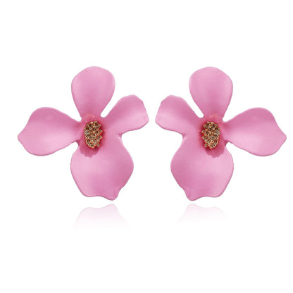 Womens Floral Paint Alloy Earrings Nhln148182