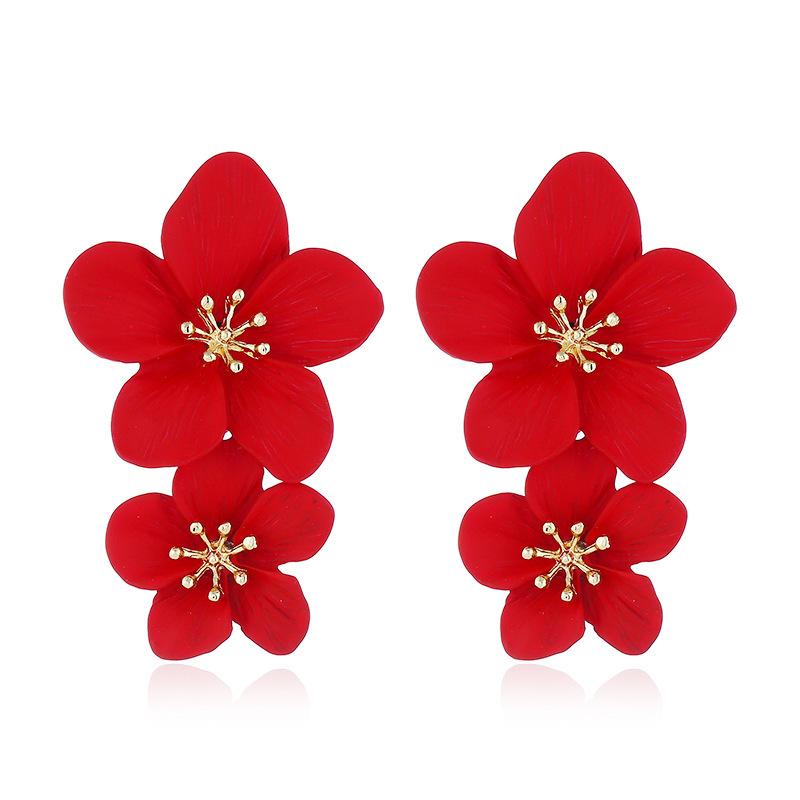 Fashion Flower Stoving Varnish Alloy Drop Earrings